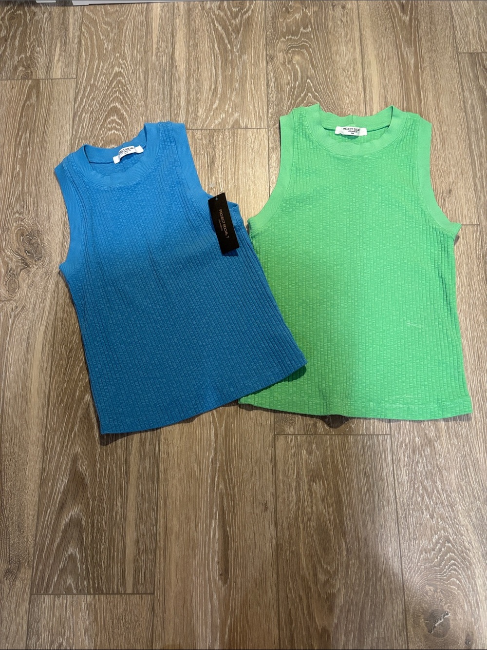 Women’s Project Social T - Ribbed Tank Top bundle - Small Blue & Large Green